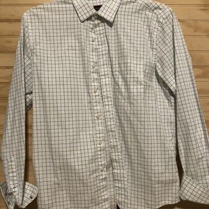 untuckit medium Checkered Plaid Shirt White Blue G